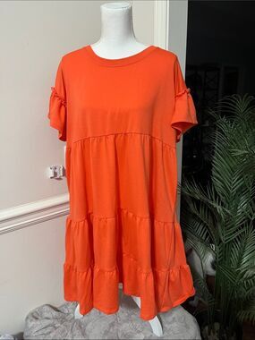 NWOT Crown & Ivy Coral Baby Doll Dress Size XL 14/16 extra large plus